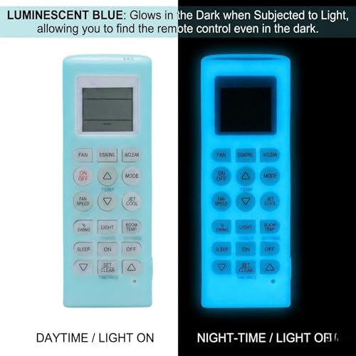 Image of Silicone Cover Compatible with LG Split /Window Inverter Air Conditioner Remote Control, Shockproof, Stylish, Easy to find in Darkness - Glow in Dark Blue-1