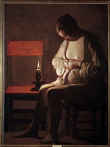 Toile Murale la femme a la puce Georges de la Tour Peinture Haute Définition 60x90