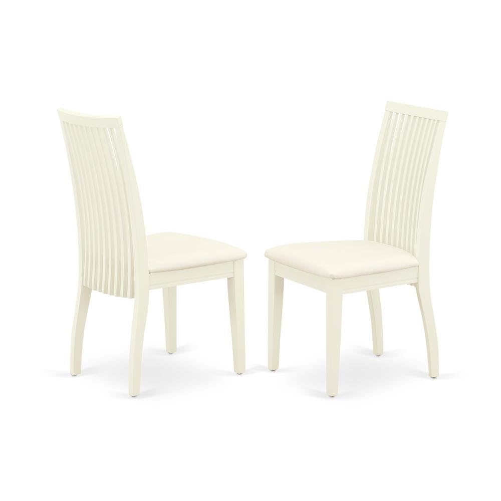 Linen-Upholstered Dining Chair with Solid Wood Legs by Furnifact – Wood, White, Pack of 2