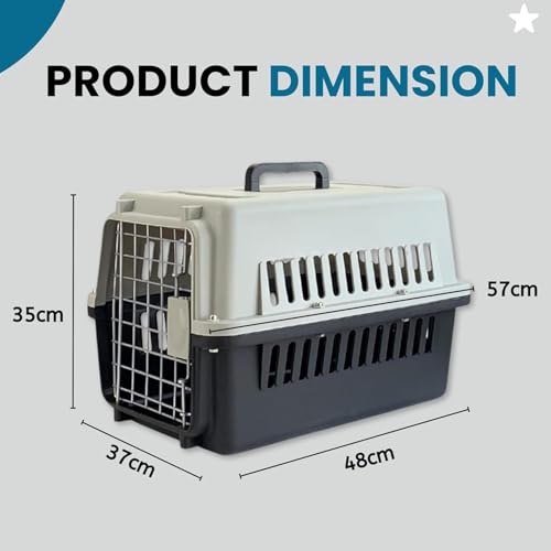 Image of Heavy Duty Dog Travel Carrier Flight Crate, IATA Compliant Airline Approved, White & Grey (19 Inch)