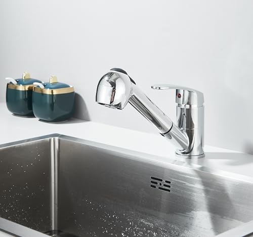 Robinet de cuisine extensible en acier inoxydable chromé haute pression - 8
