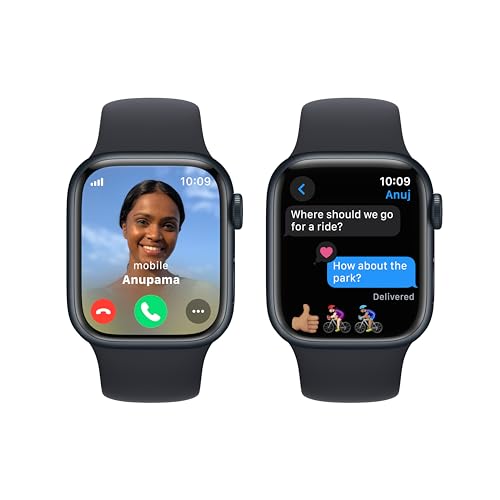 Image of Apple Watch Series 9 [GPS + Cellular 41mm] Smartwatch with Midnight Aluminum Case with Midnight Sport Band S /M. Fitness Tracker, Blood Oxygen & ECG Apps, Always-On Retina Display, Water Resistant