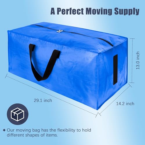 Image of HOMESURE 12 Pack Large Strong Moving Bags with Zippers & Carrying Handles - Water-Resistant - Heavy Duty Storage Tote for Space Saving, Fold Flat, Alternative to Moving Box (Multicolored)