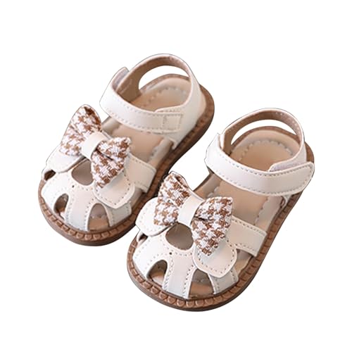 Toddler Baby Girls Cute Closed Toe Flat Dress Sandals with Bows Summer Dress Shoes for Beach Holiday Lightweight