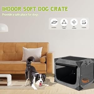 36 Inch Dog Crates,Collapsible Soft Dog Crate for Large Dogs, Chew Proof Mesh Window 3 Door Design, Indoor & Outdoor Portable Travel Dog Crate(Dark Gray) 36 Inch Dog CratesCollapsible Soft Dog Crate for Large Dogs Chew Proof Mesh Window 3 Door Design Indoor Outdoor Portable Travel Dog CrateDark Gray