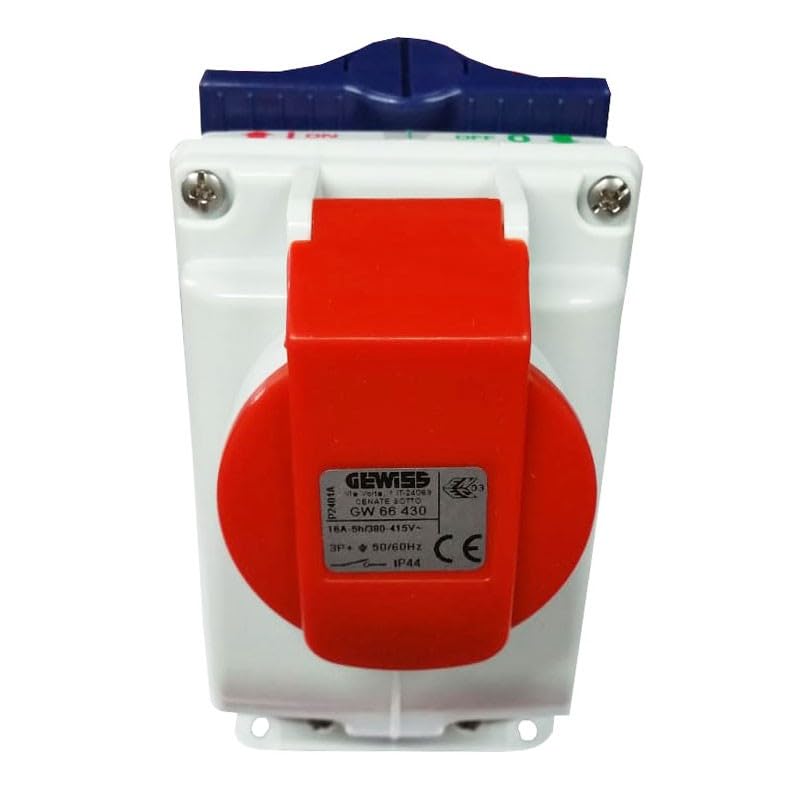 Prise de courant 3P+T Gewiss GW66430 socle industriel de connecteur rouge IP44 400 V triphasé