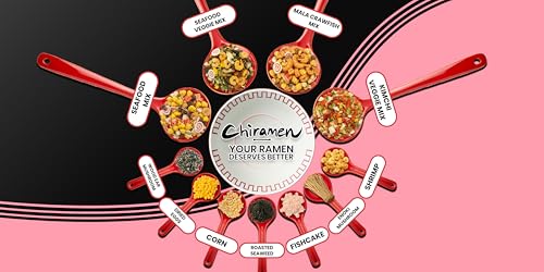 CHIRAMEN Seafood Veggie Mix Dried Ramen Toppings, Shrimp, Fishcake, Imitation Crab, Squid, Plant-Based Beef, Eggs, Cabbage, Shallot, Carrot, Perfect for Cup Ramen Noodles