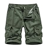APTRO Mens Cargo Shorts Combat Shorts for Men UK Cotton Camo Shorts with Multi Pockets Workwear Green CS05 32