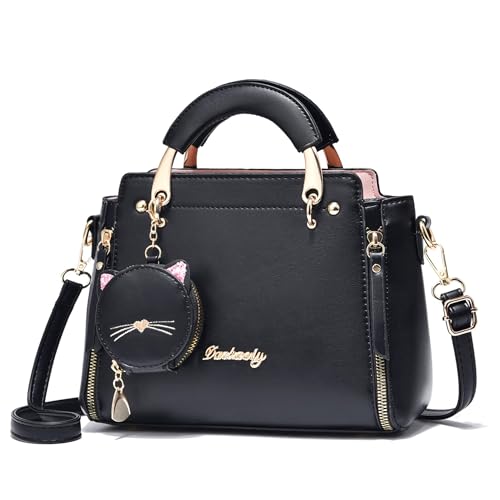 Fashion Purses and Handbags for Women Top Handle Ladies Satchel Shoulder Bags Small Cute Crossbody Bags with Kitty Purse