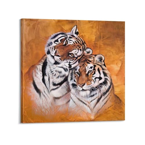 Poster deux tigres amoureux : décoration murale chic de 60x60cm