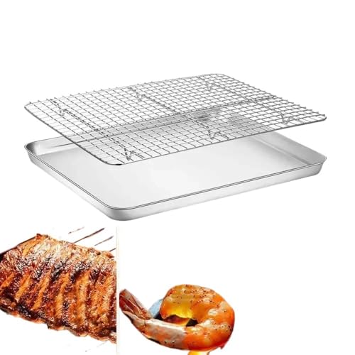 Bandeja para hornear de acero inoxidable con rejilla protectora de alta resistencia 3