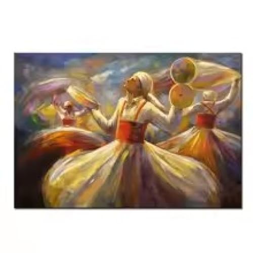 Peinture abstraite pour salon : toile danse folklorique déco murale chic