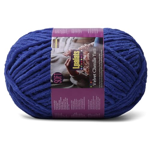 Image of Chunky Chenille Yarn for Crocheting, Blue Fluffy Blanket Yarn for Crochet