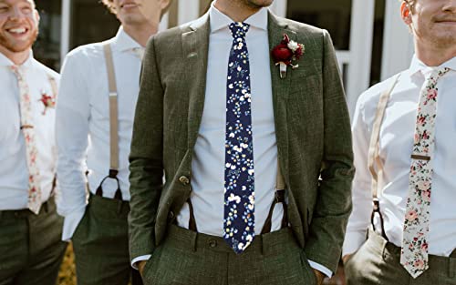 Image of Mantieqingway Floral Ties for Men Skinny Cotton Tie Flower Necktie