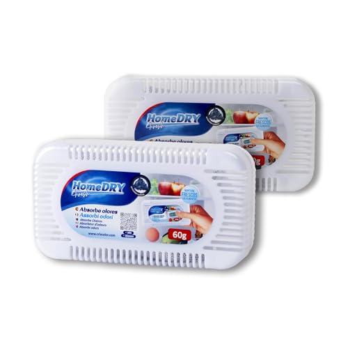 Pack de 2 Absorbe Olores Nevera 60g con Carbón Activo – Neutralizador Natural de Olores para Frigorífico, Mantiene Frescos los Alimentos