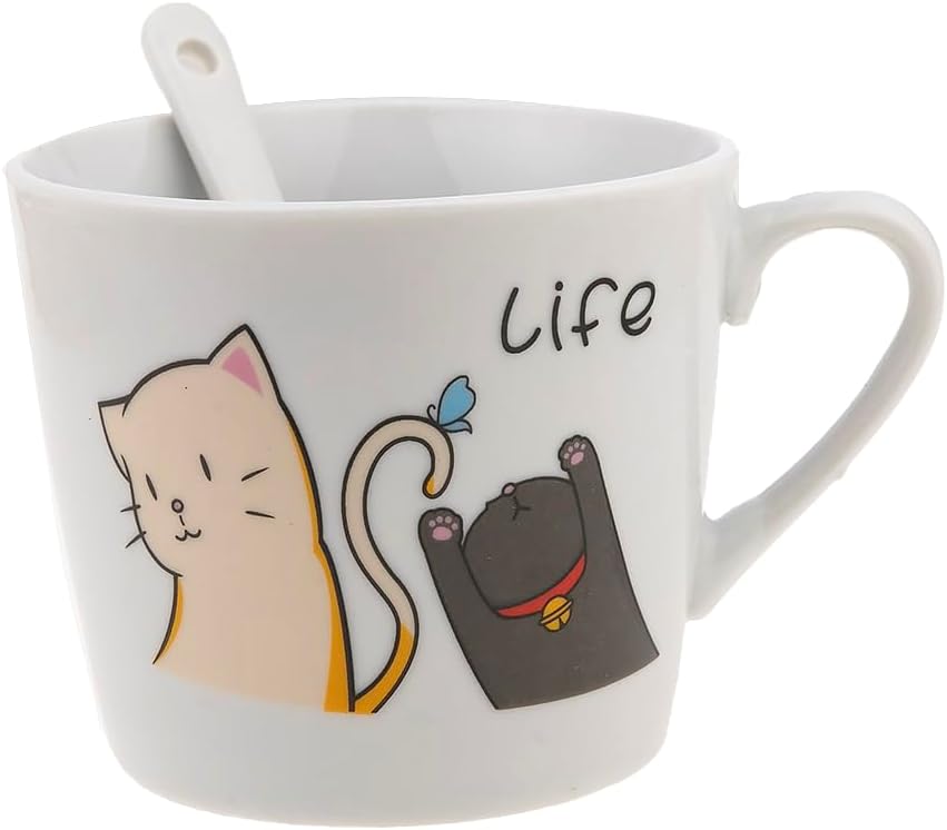 lachineuse Happy Cat Mug – The 2 Cats – Life Collection – Capacity: