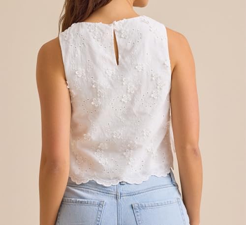 Women Boxy Crop Tops Sleeveless Side Tie Tank Top Embroidery Flower Vest Y2k Summer Going Out Aesthetci Cami Shirt3