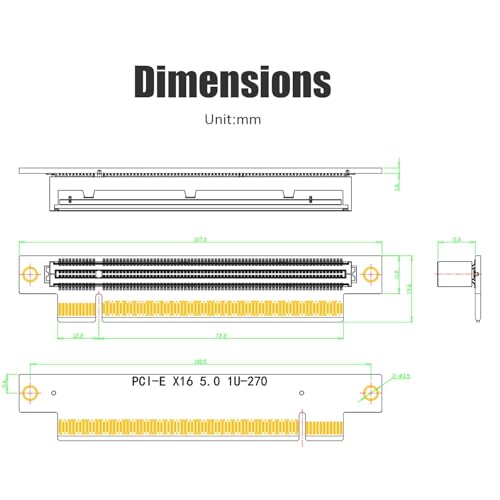 GLOTRENDS PA17 PCIe 5.0 X16 Angle Converter Riser Card, Low-Profile Card for 1U/2U Server Installation - Thumbnail 7