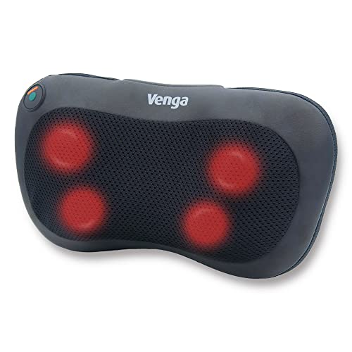 Venga! Shiatsu Massage Pillow with Heating, 4 Massage Nodes, Auto-Reverse Function, Black, VG MAS 3000 BS