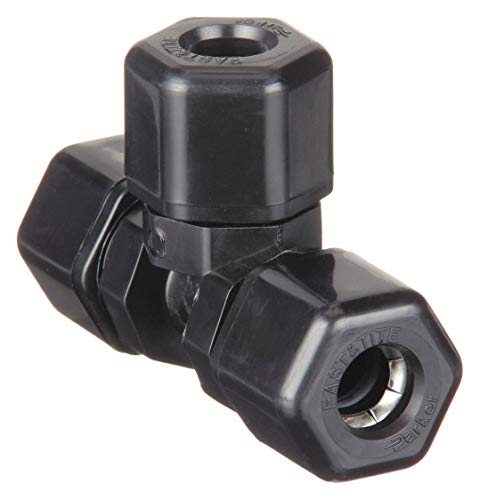 Parker Hannifin P4TU4 Fast & Tite Polypropylene Tee Union Fitting, 1/4