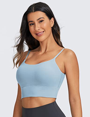 Image of CRZ YOGA V Back Longline Sports Bras | Medium Support, Removable Pads, Yoga, Brushed, Scoop Neck, Spaghetti Straps, for Women