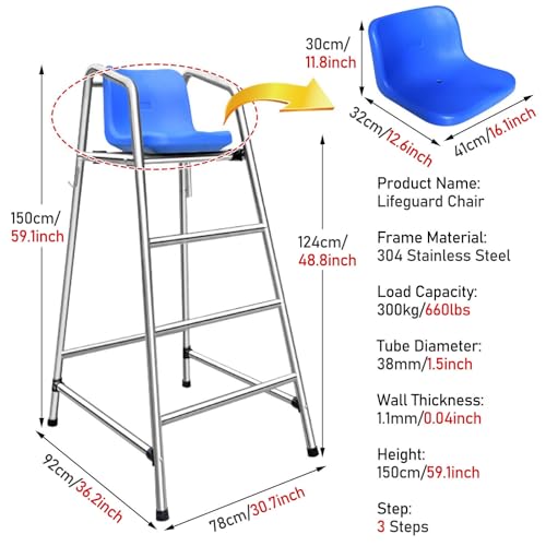Escalera de Salvavidas para Piscina con Sombrilla Acacia miniatura 2