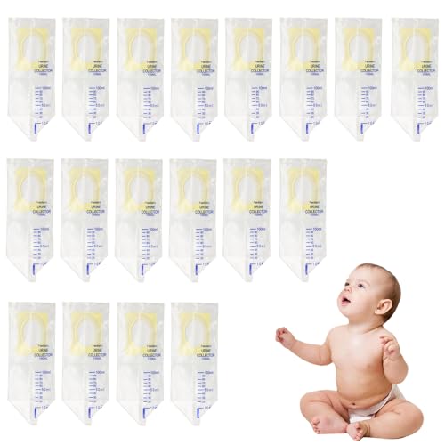 18 bolsas de orina para bebés, bolsas de orina para viajes, niños, bebés, portátiles, desechables, con superficie adhesiva, para viajes y senderismo, camping al aire libre (100 ml)