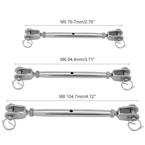 Turnbuckle Rigging Screw de Acero Inoxidable con Cuerpo Cerrado tipo Quijada para Tensión de Cable M6 miniatura 4