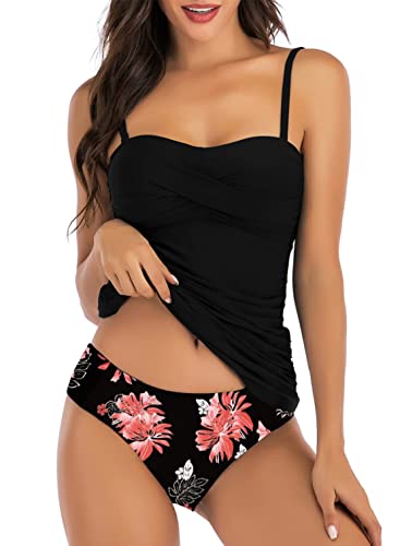 CheChury Tankinis Mujer Traje de Baño de Dos Piezas Conjunto Bikini Push up Ajustables Tankini Sólido Ropa de Playa Cintura Alta Beachwear Más Tamaño Swimsuit Conjunto de Bañadores Verano Natación