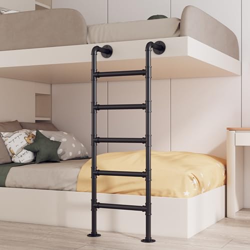 Robuste Stahl-Trittleiter für Dachboden, Wandmontage, Hochbettleiter für Innen- und Außenbereich, Klettern, Keller, Leiter mit stabiler Metalltreppe, Weiß (147,3 cm)