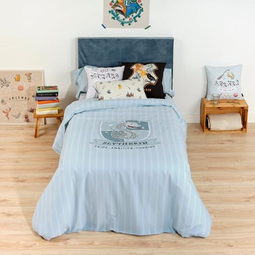 BELUM | Funda nórdica Harry Potter, Funda nórdica con Botones 100% algodón Modelo Slytherin Sweet para Cama de 90 (155x220 cm.)