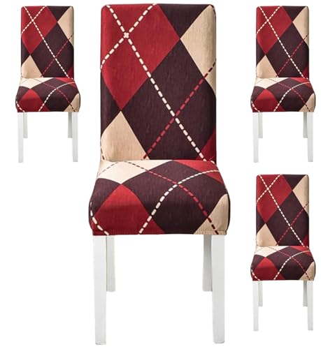 Image of Styleys Chair Covers for Dining Room, Stretch Dining Chair Cover, Washable Spandex Kitchen Chair Slipcovers (Set of 4, Rose Blanket Pattern, SD3224)