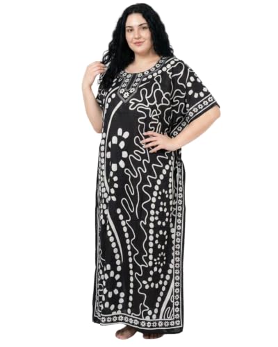 Image of Oussum Plus Size Kaftan Dresses for Women, Polyester Summer Caftan Cover Up Maxi Beach Dress, 1X-3X