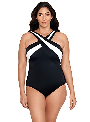Longitude Women's Swimwear Crossover Inset Tank Soft Cup One Piece Swimsuit