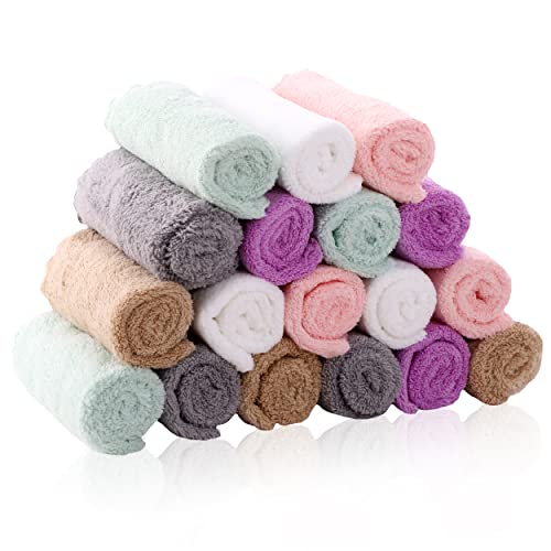 Image of SWEET DOLPHIN 18 Pack Baby Washcloths for Boy and Girl, Microfiber Coral Fleece Ultra Absorbent and Soft for Newborns, Infants and Toddlers -10x10 Inch - Multicolored