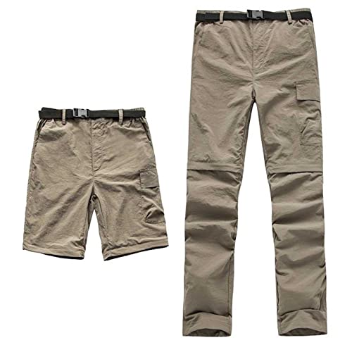 DNJKH Convertible Pant Short Pantalon de Trekking Respirant Zippé, Pantalon Randonnée Homme Pantalon Long avec Bas Amovible Cover