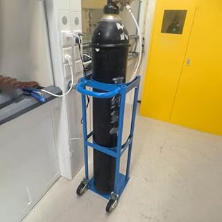 Estante de Almacenamiento de oxígeno, Soporte para Cilindros de Gas Resistente de Color Azul, Estante para Tanque de Combustible fácil de Mover con Cadena de Seguridad y poleas, Estante orga