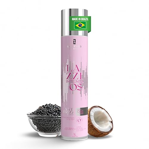 Lazzios Intense Organic Hair Protein – Brazilian Professional Straightening & Smoothing Treatment – Safe Formula with No Toxic Acids, Hyaluronic Acid, Keratin, Caviar & Argan Oil – 1 Liter