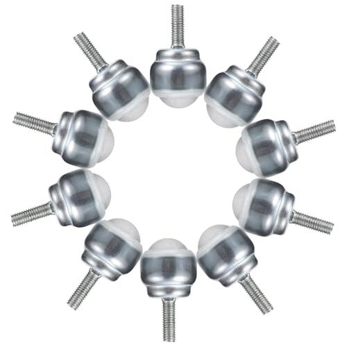 HIAKDOFT 10 Ruedas de Bola con Vástago Roscado Ajustable Ruedas Pequeñas de Acero al Carbono para Muebles y Electrodomésticos Rodamientos Metálicos de Bolas para Banco de Trabajo