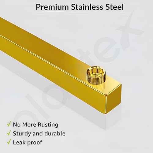Image of Plantex 24-Inch Shower Arm for Overhead Shower /Stainless Steel Shower Pipe /Wall Mount Bathroom Fitting with -Inch Thread - Pack of 1 (Gold)
