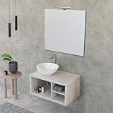 mobile bagno sospeso 80 cm grigio nuvola con vano reversibile, lavabo 40 cm e specchio a filo 60x80 cm, master