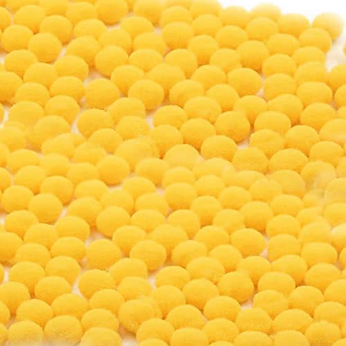 1000pcs Pompoms 1 Centimeter - 0.4 Inch Felt Ball DIY Handcraft Plush Fur Pom Poms Balls Home Decor 30+ Colors (C18-Golden)