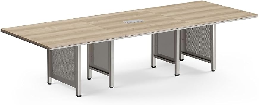 NBF Conference Table Expandable Meeting Desk for 10 Person Office Collaboration, 130" W x 48" D, Tan, At Work Collection