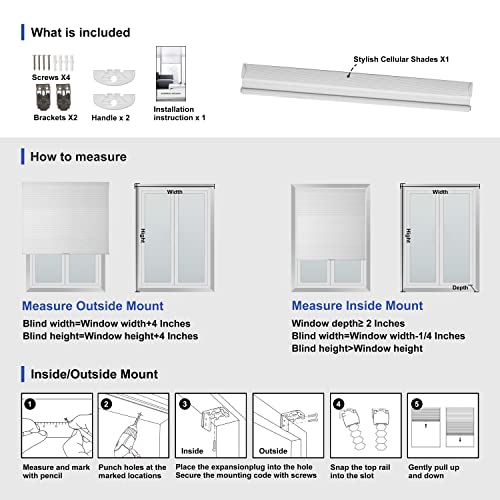 Boolegon Cordless Cellular Shades Blackout Aluminum Waterproof Honeycomb Shades For Windows Pull Down Honeycomb Blinds Custom Size For Bedroom Office Living Room Light Gray #TOP5