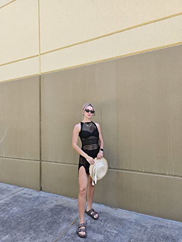 Micoson Cover Ups For Swimwear Women 2023 Summer Bathing Suit Crochet Bikini Beach Coverup Black M #TOP2