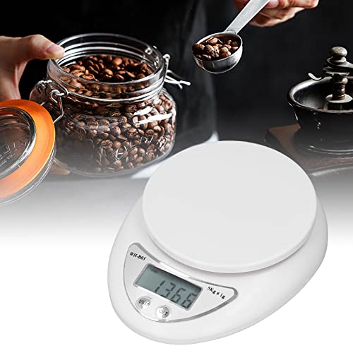 BestAlice Cyfrowa Waga Kuchenna, 5Kg / 1g Bardzo Dokładna Wielofunkcyjna Waga do żywności, Zasilana Bateryjnie Elektryczna Kuchenna Waga do żywności Waga do Mięsa z Wyraźnym Wyświetlaczem LCD do Odchu
