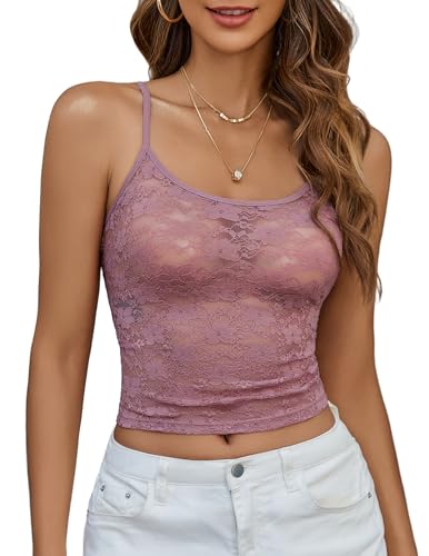 Image of Avidlove Bralettes for Women Lace Spaghetti Strap Camisole Y2k Crop Tops Going Out Tank Tops
