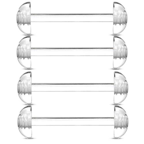 Lot de 4 anneau langue Piercing Langue BioFlex Transparent Bague de Demi boule calibre 14 5/20,3 cm par exemple Gifts Cover