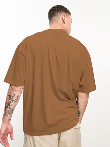 Image of CHKOKKO Oversized Tshirt for man Solid Classic Round Neck Loose Fit Half Sleeve Soft and Comfortable Casual Stylish wear for Summer