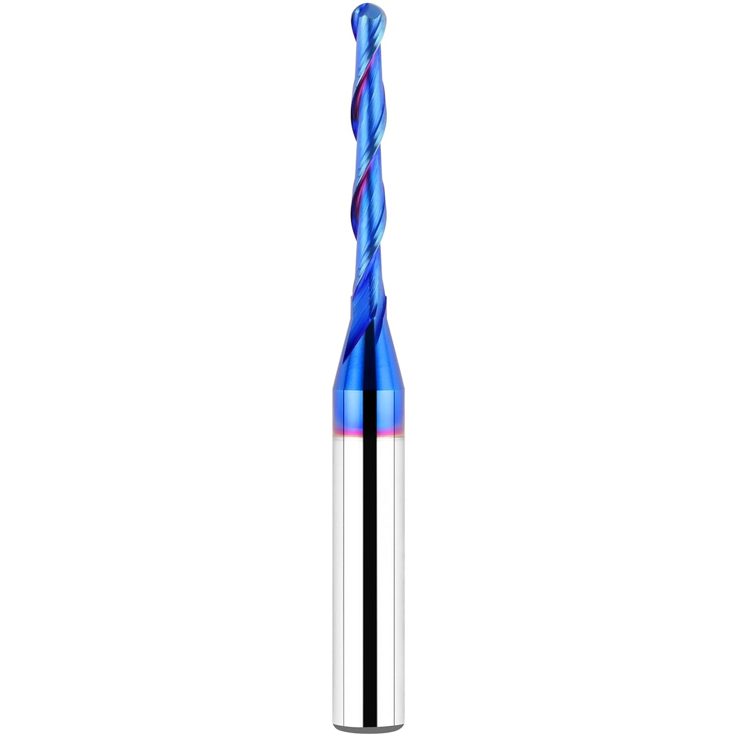 EANOSIC Ball Nose Carbide End Mill CNC Cutter Router Bits Spiral Milling Tool with1/4 inch Shank, 1/8 inch Cutting Diameter, Extra Long 1 inch Cutting Length